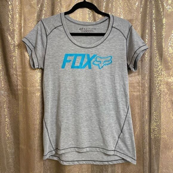 Fox Fox Racing Women’s M Grey Active Tech Classic Logo T-Shirt Short Sleeves - Picture 1 of 6